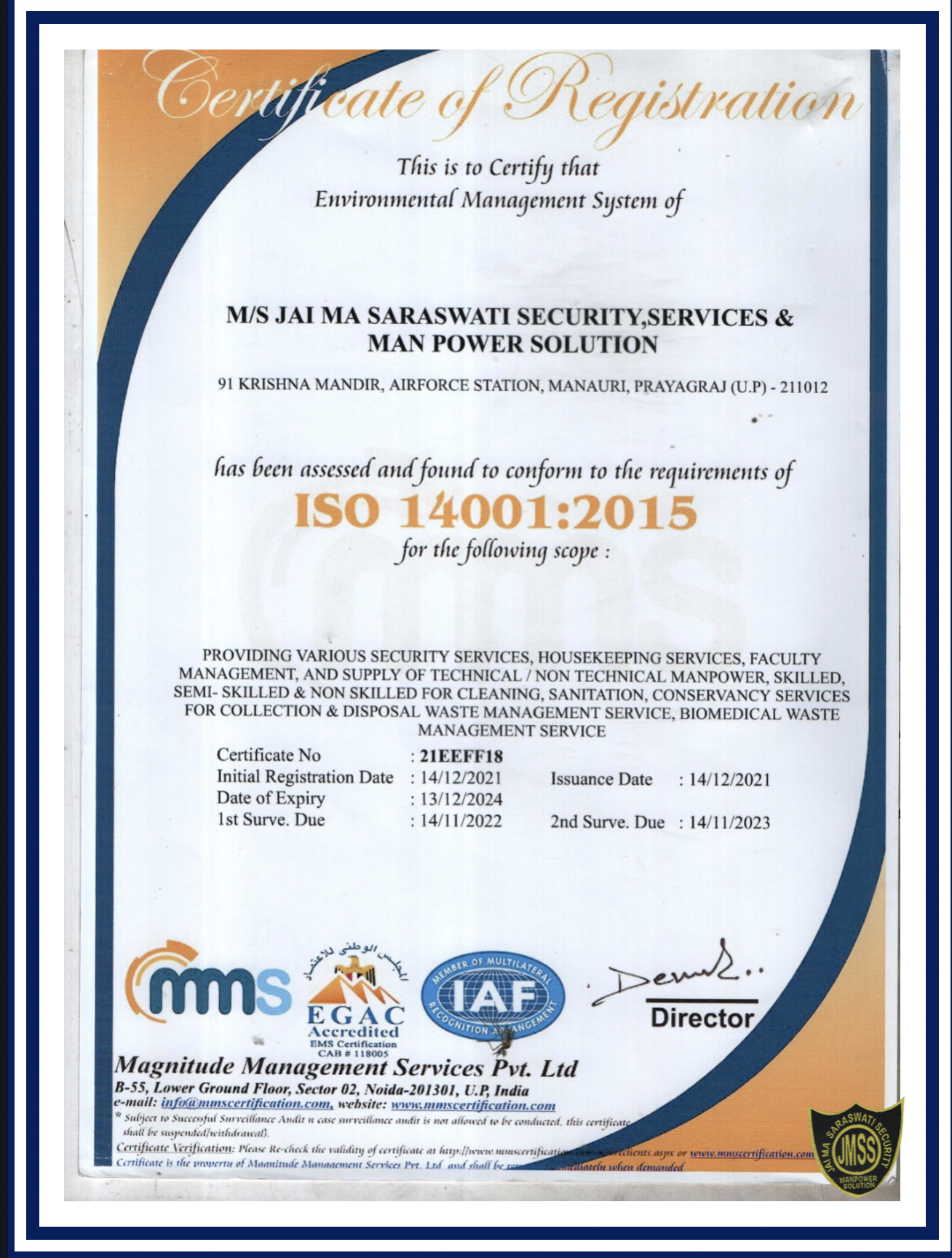 ISO 14001 Environmental Certificate